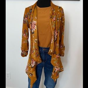 Burnt Orange Floral Kimono Cardigan